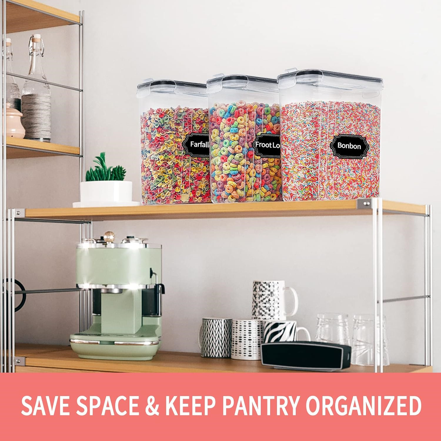 Food Storage Acrylic Containers - กล่องเก็บซีเรียลขนาด 2.5 ลิตร พร้อมฝาปิด 1/2/4 ชิ้น