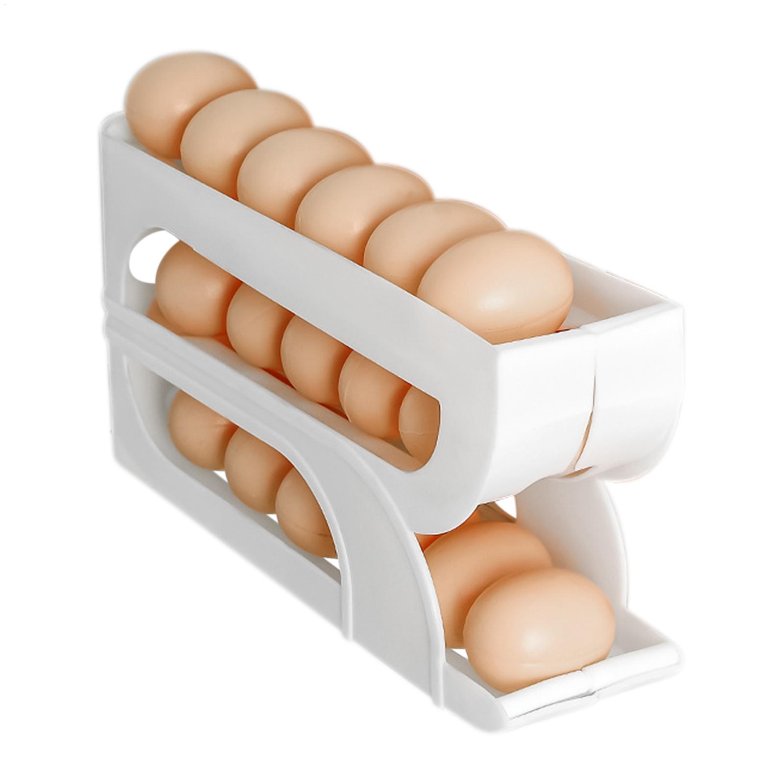 Food Storage Yellow - ที่วางไข่อัตโนมัติ ชั้นวางไข่สำหรับครัวเรือน ประหยัดพื้นที่ จุไข่ได้เยอะ ชั้นวางจัดระเบียบไข่ ที่เก็บอาหาร