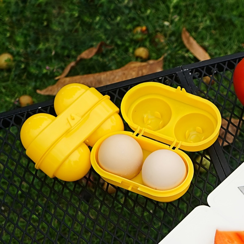Food Storage Yellow - กล่องเก็บไข่สีเหลือง, ถาดใส่ไข่ในตู้เย็นในครัวเรือน, อาหารเช้าสำหรับเดินทาง, กล่องใส่ไข่ชา, ถาดป้องกันไข่แบบพกพาสำหรับตั้งแคมป์