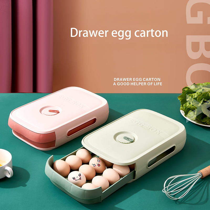 Food Storage Drawers - กล่องเก็บไข่แบบลิ้นชัก รุ่นใหม่ สำหรับตู้เย็น กล่องพลาสติกแบบพกพา ซ้อนกันได้ สำหรับจัดระเบียบไข่