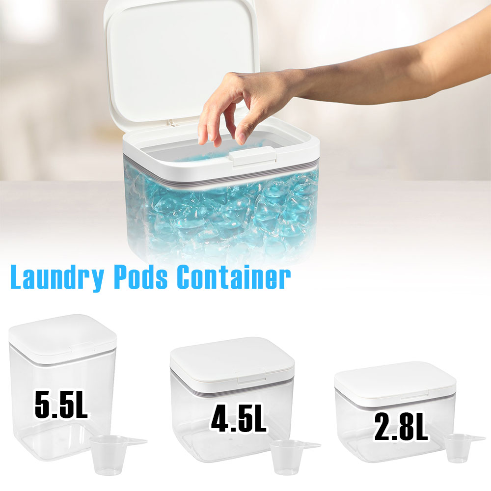 Food Storage Lidl - ภาชนะใส่ฝักสำหรับซักรีดกล่องเก็บของแบบใส2.8L/4.5L/5/5ลิตรพร้อมฝาปิดอัตโนมัติเคสซักผ้าแบบป๊อปอัพสำหรับห้องครัวห้องนอน
