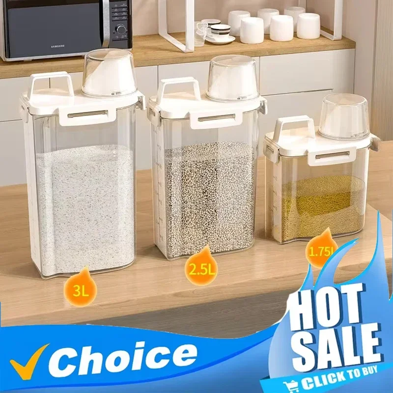Food Storage Acrylic Containers - ภาชนะเก็บอาหารแบบมีฝาปิดกันความชื้นขนาด 2.5 ลิตร - ใช้สำหรับเก็บธัญพืช ถั่ว