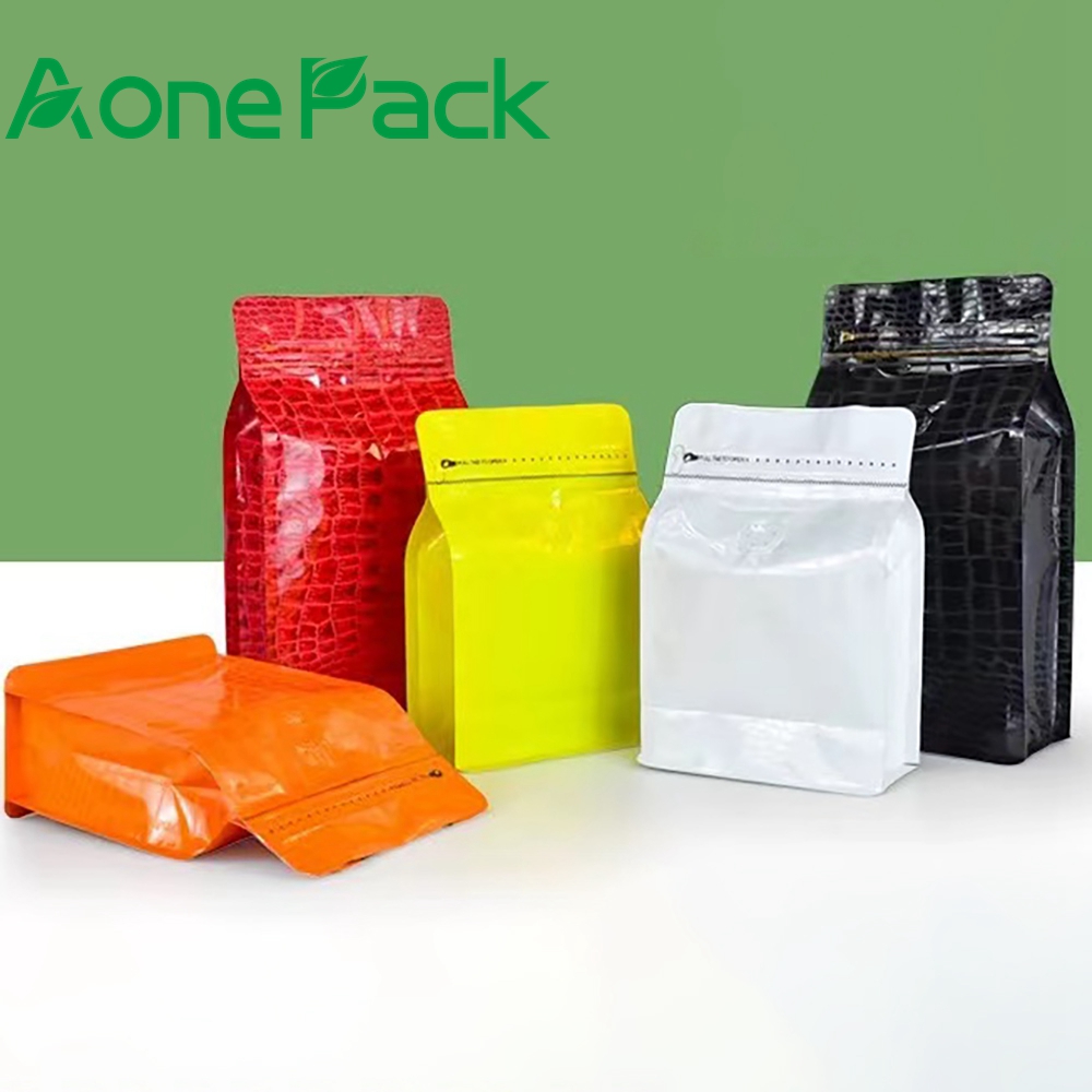 Food Storage Yellow - ถุงใส่เมล็ดกาแฟลายจระเข้ สีดำ/แดง/ส้ม/เหลือง 100 ชิ้น ขนาด 250
