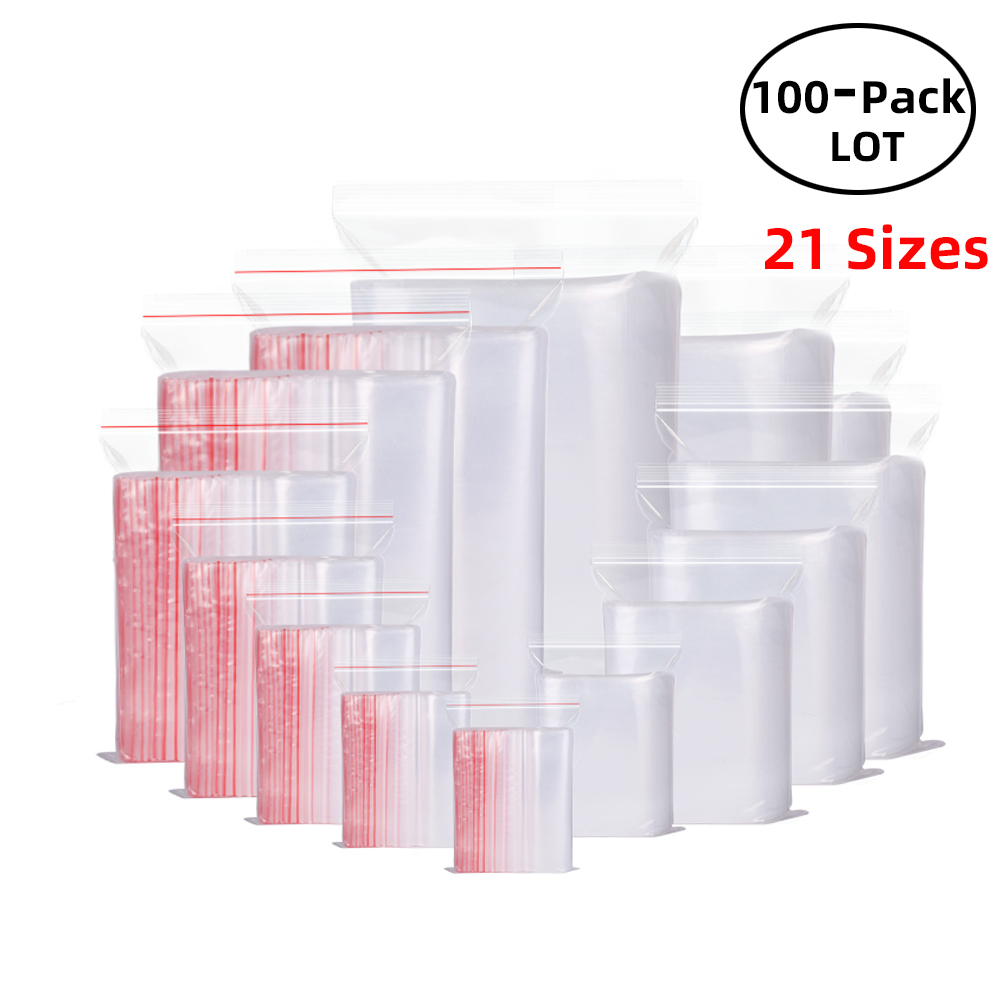 Food Storage With Lock - 100 ชิ้น/แพ็ค Resealable ซิปล็อคถุง Self Seal