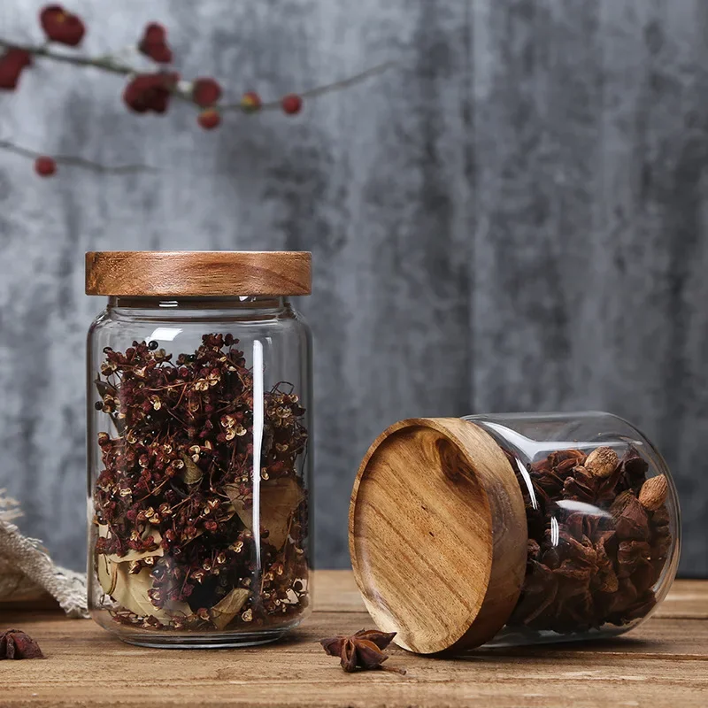 Food Storage Lidl - ขวดโหลแก้วฝาไม้ปิดสนิทสำหรับเก็บอาหาร เช่น กาแฟ น้ำตาล น้ำตาลก้อน ธัญพืช