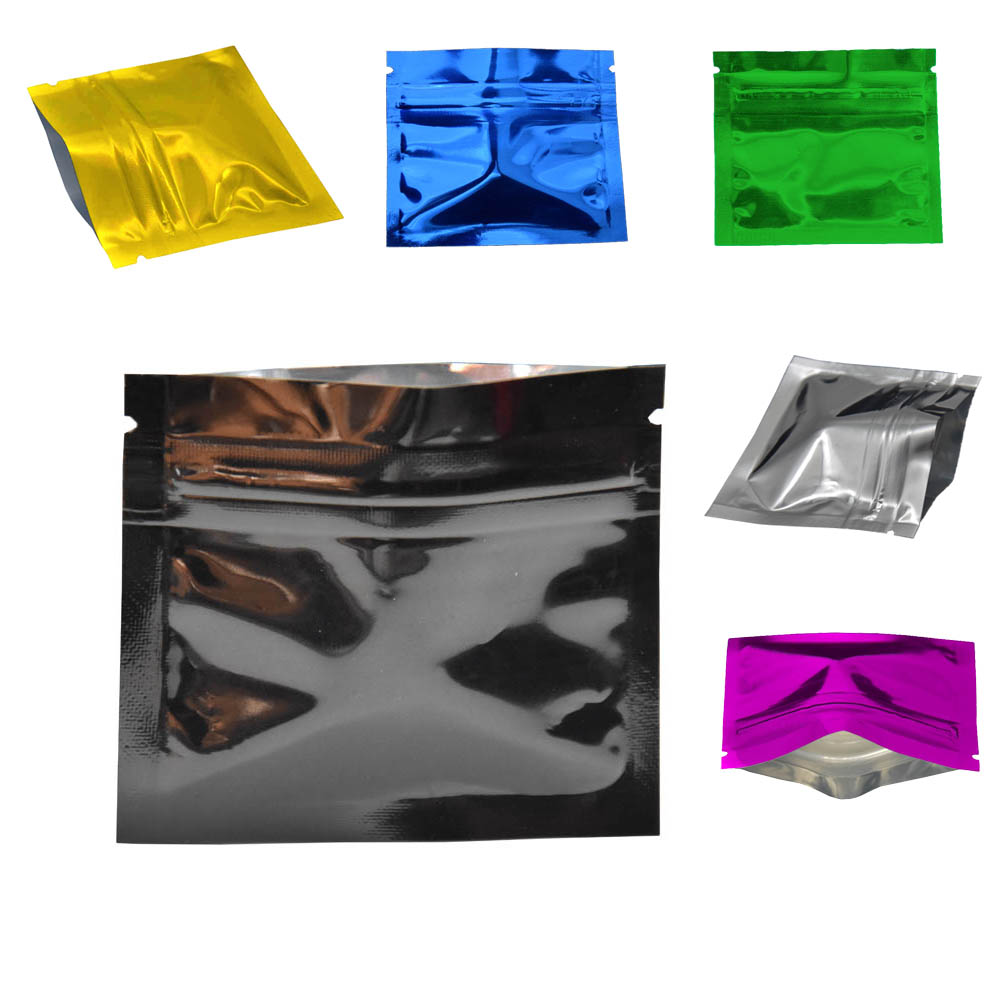 Food Storage With Lock - 100Pcs ที่มีสีสัน Glossy อลูมิเนียมฟอยล์ซิปล็อคกระเป๋า Tear Notch