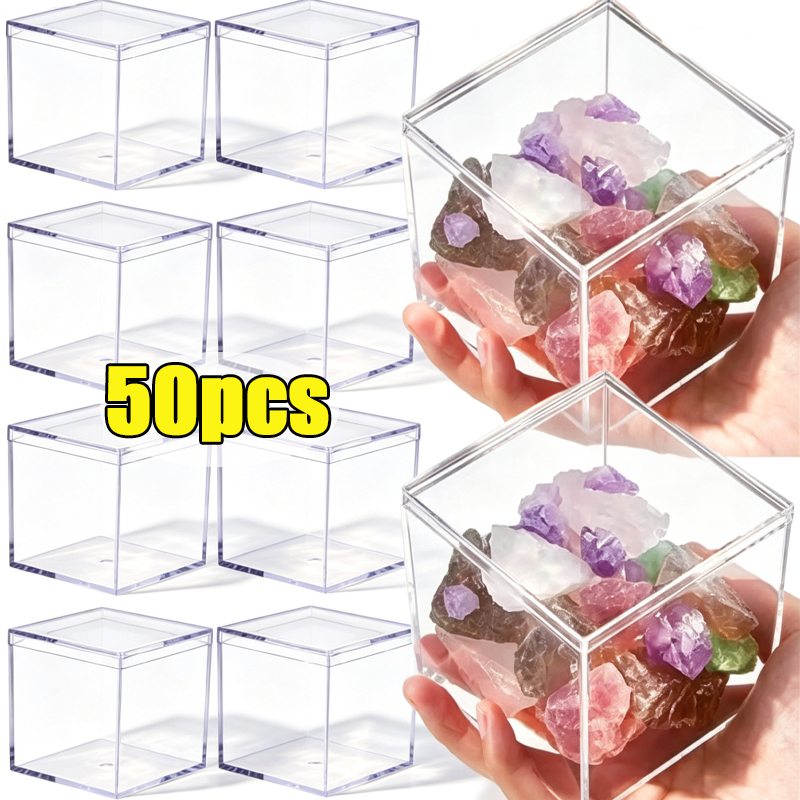 Food Storage Acrylic Containers - 1-50 ชิ้นกล่องอะคริลิคใสพร้อมฝาปิดพลาสติกออแกไนเซอร์กล่องบรรจุของขวัญอาหารขนมภาชนะเก็บสำหรับโฮมดิสเพลย์