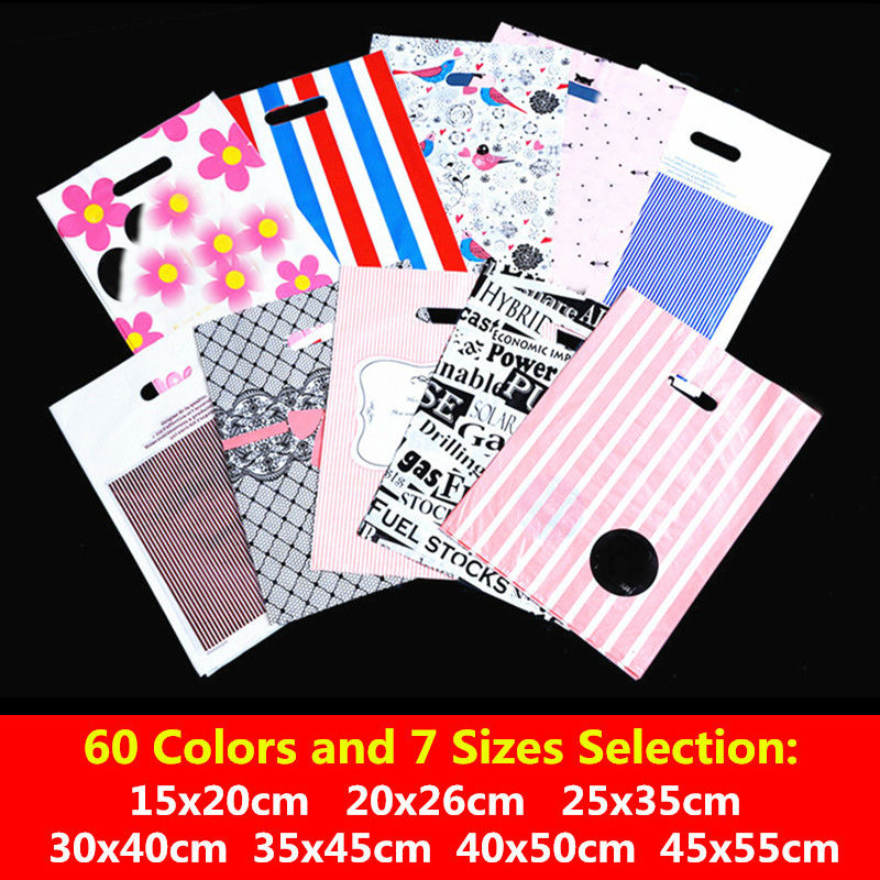 Food Storage Year Supply - 10Pcs 25X35 30X40ซม.35X45Cm ซูเปอร์มาร์เก็ตพลาสติกกระเป๋าเสื้อผ้าบรรจุภัณฑ์ของขวัญกับจับเครื่องประดับกระเป๋า Party Supplies