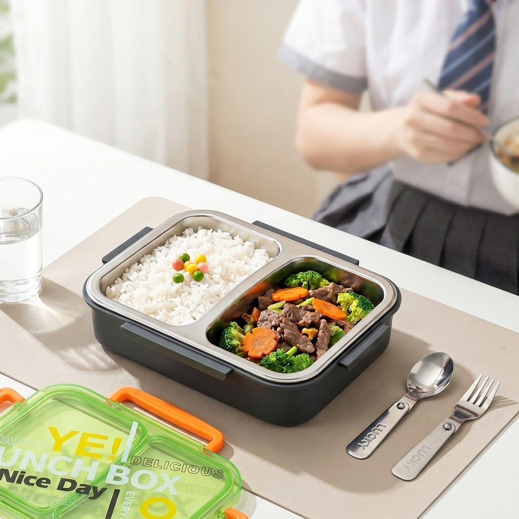 Food Storage Underground - กล่องข้าวสแตนเลส 304 สำหรับเข้าไมโครเวฟ แบ่งช่องเก็บอาหาร ป้องกันการรั่วซึม เหมาะสำหรับเด็ก