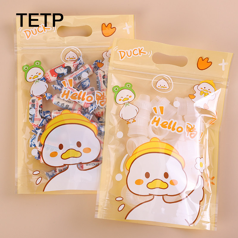 Food Storage Yellow - ถุงบรรจุภัณฑ์อาหารลายการ์ตูนสีเหลือง TETP 50 ชิ้น แบบตั้งได้ สำหรับงานปาร์ตี้ที่บ้าน