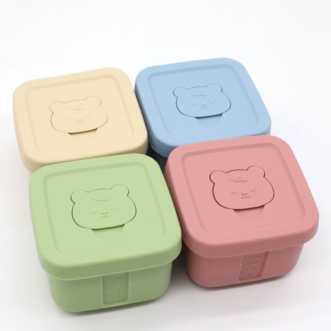 Food Storage Frozen - ซิลิโคนอาหารเสริมกล่องแช่แข็งสดกล่องฝาปิดสแควร์ ICE CUBE แม่พิมพ์ซอสถ้วย 150ml กล่องอาหารกลางวันเด็ก