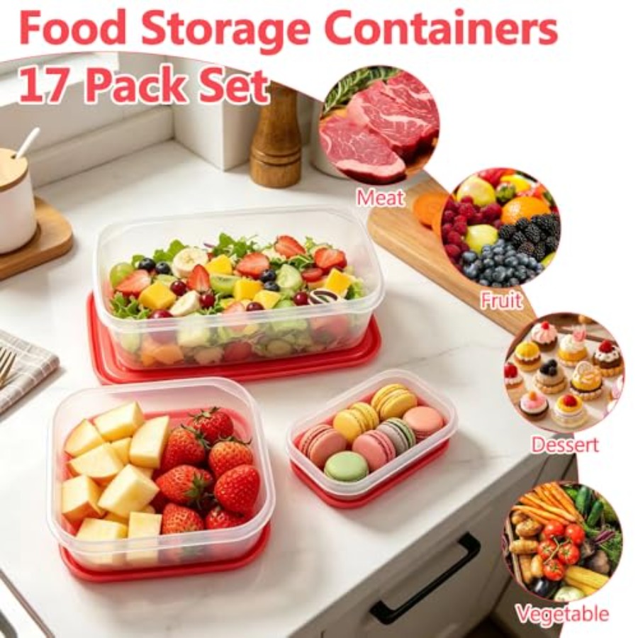 ชุดภาชนะเก็บอาหารพลาสติก 17 ชิ - Food Storage Acrylic Containers บทวิจารณ์และราคา