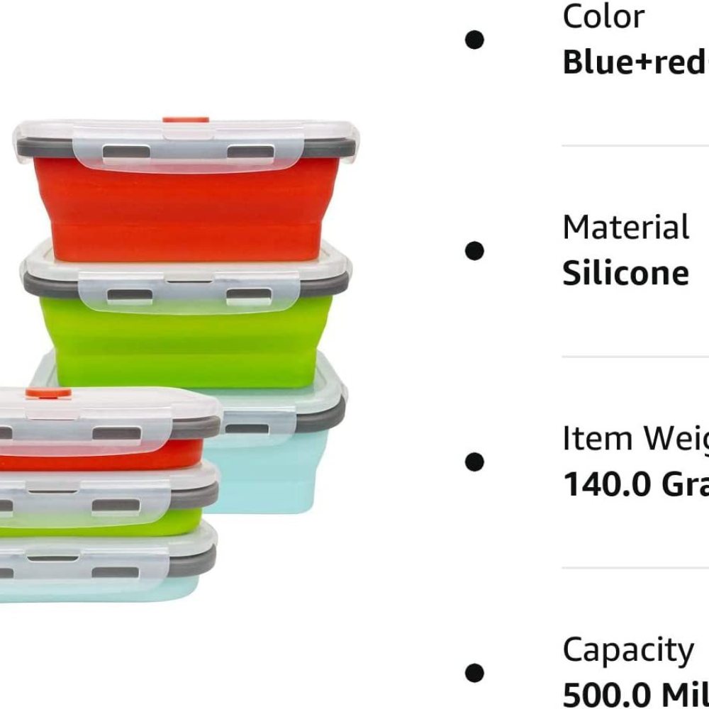 กล่องอาหารซิลิโคนพับได้ประหยัด - Food Storage Non Toxic บทวิจารณ์และราคา