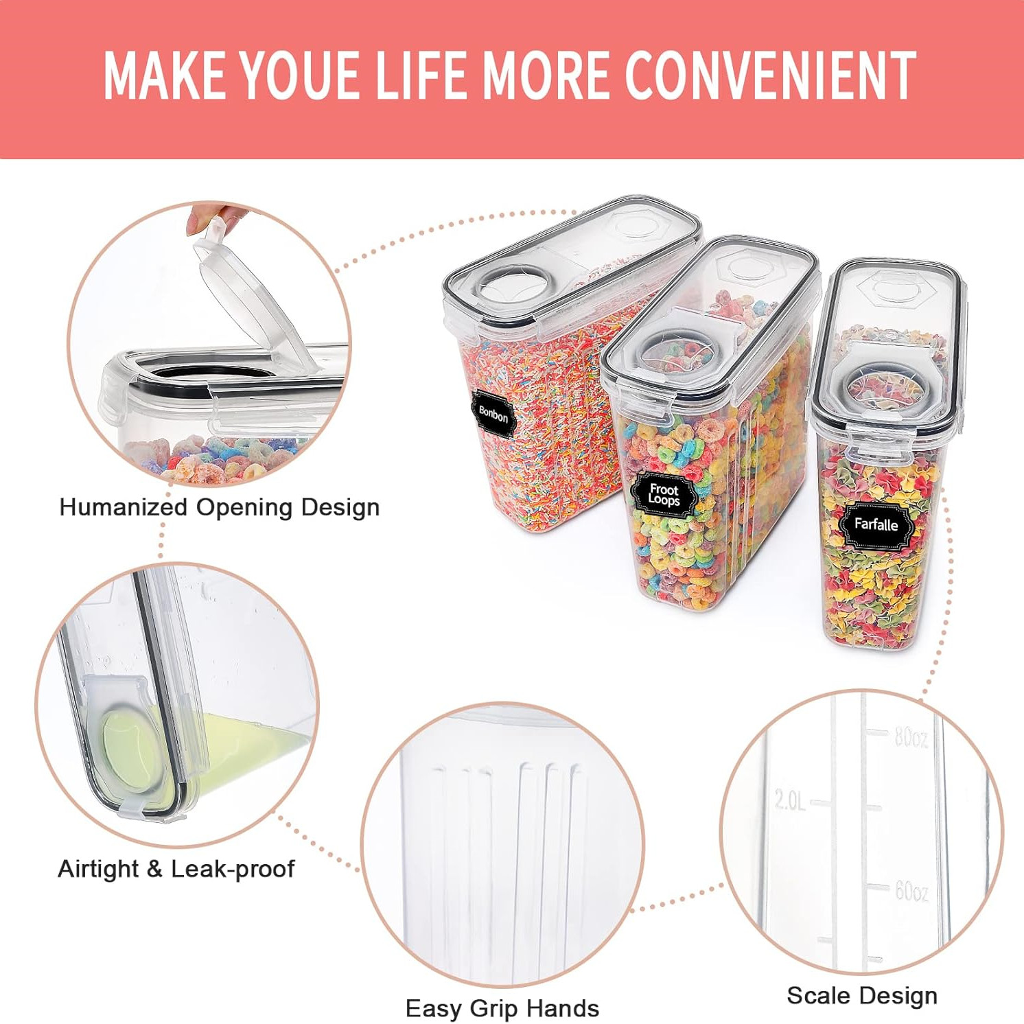 กล่องเก็บซีเรียลขนาด 2.5 ลิตร  - Food Storage Acrylic Containers บทวิจารณ์และราคา