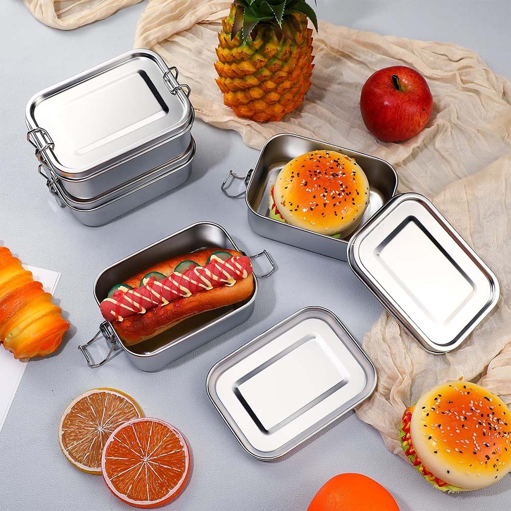 4 ชิ้นสแตนเลสสตีลกล่องเบนโตะโล - Food Storage Underground บทวิจารณ์และราคา