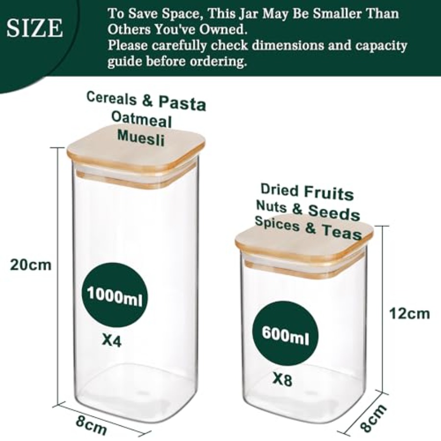 ชุดโหลแก้วทรงสี่เหลี่ยมพร้อมฝา - Food Storage Acrylic Containers บทวิจารณ์และราคา