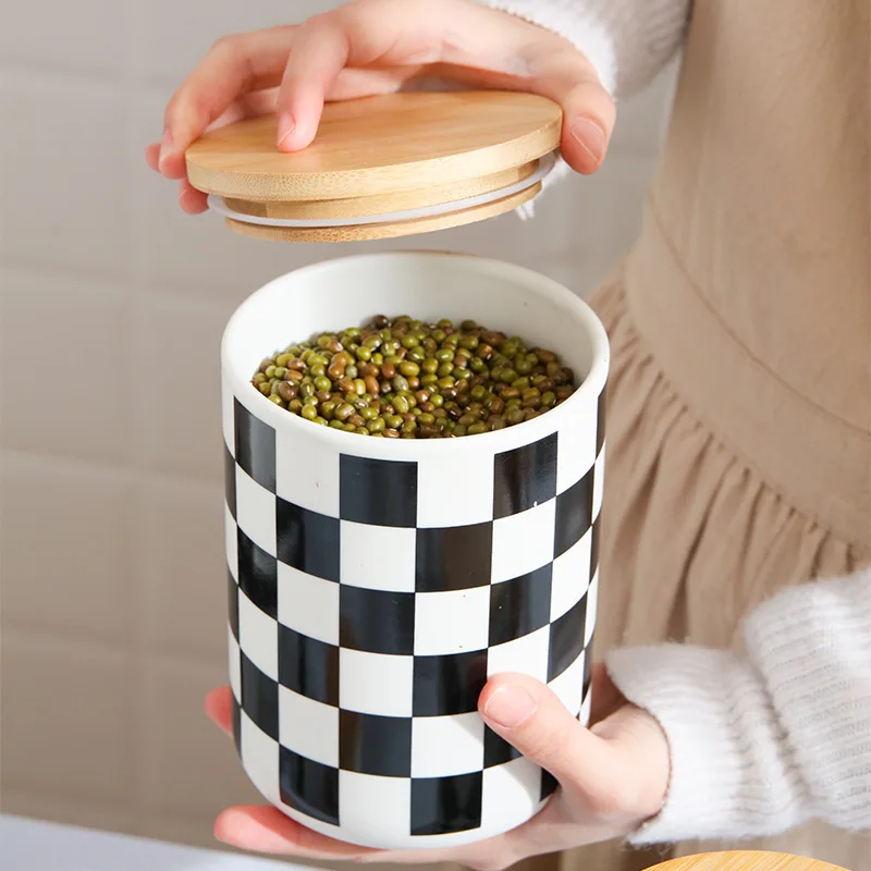 โถเก็บอาหารเซรามิก ลายตารางสีด - Food Storage Lidl บทวิจารณ์และราคา