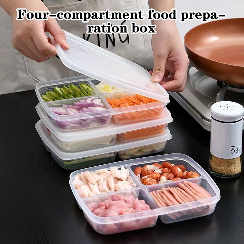 ใหม่【กล่องเก็บของพลาสติก 4 ช่อ - Food Storage Underground บทวิจารณ์และราคา
