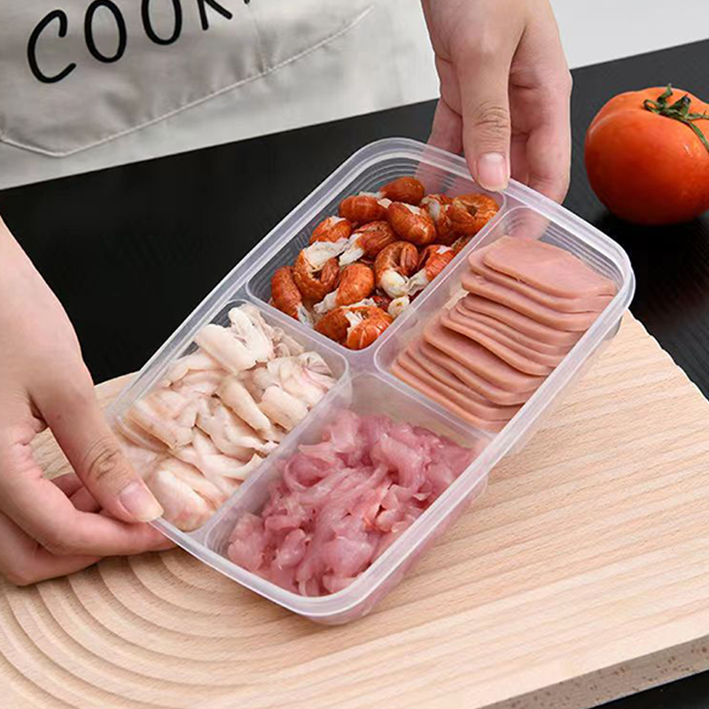 ใหม่【กล่องเก็บของพลาสติก 4 ช่อ - Food Storage Underground บทวิจารณ์และราคา